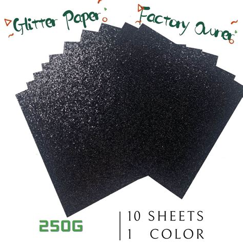 10 Sheetspack 1212 305305mm 250gsm Black Glitter Cardstock Flash
