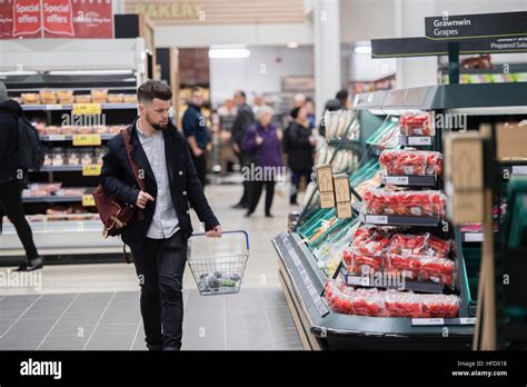 People Shopping In The Tesco Supermarket Superstore Aberystwyth Wales