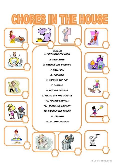 Chores In The House English Esl Worksheets For Distance Learning And