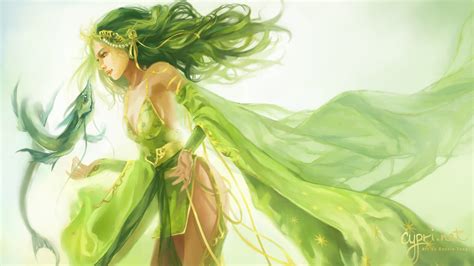 Female Animated Character In Green Dress Digital Wallpaper Final Fantasy Iv Rydia Final