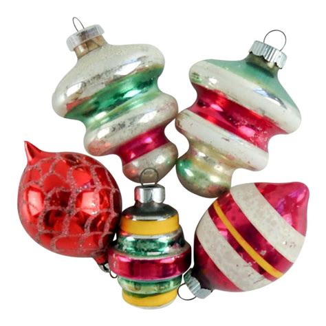 Vintage Hand Blown Christmas Ornaments Set Of 5 Chairish