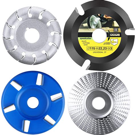 4 Pieces Angle Grinder Wood Carving Disc Shaping Disc 6 Teeth And 12