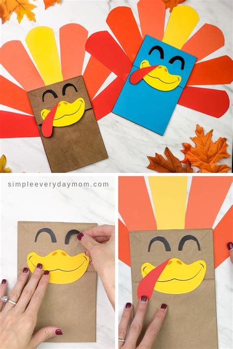 Paper Bag Turkey Craft For Kids Free Template Babysitting Crafts