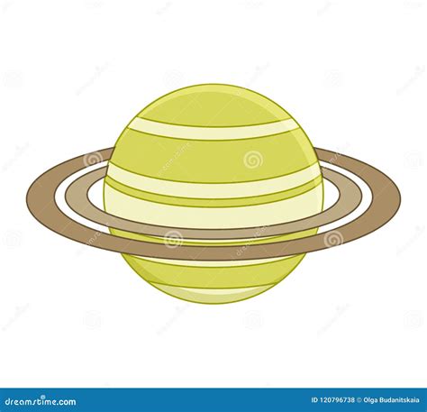 Cartoon Saturn Planet Vector Illustration Isolated On White Background