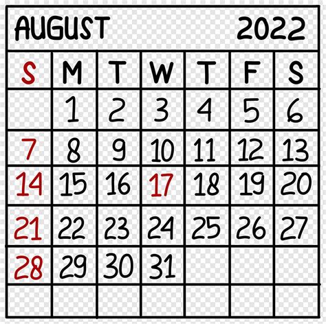 Gambar Kalender Bulan Agustus Png Download Gratis Gambarpngid