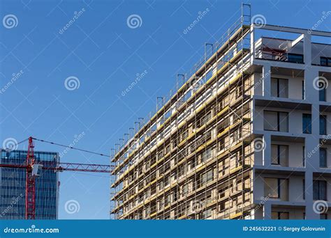 Modern Building Is Under Construction Metal Scaffolding Editorial