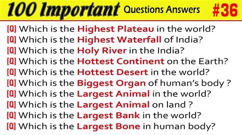 100 Most Important Questions Answer Gk Questions Answers In English