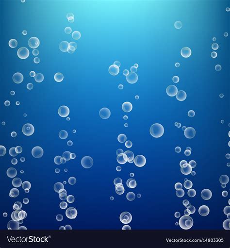 Bubbles In Water On Blue Background Ocean Deep Vector Image