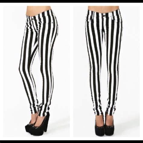 43 Off Nasty Gal Denim Black And White Striped Pants And Cm Bundle