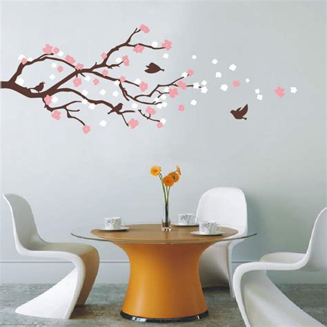 Cherry Blossom Tree With Birds Wall Mural American Wall Decals
