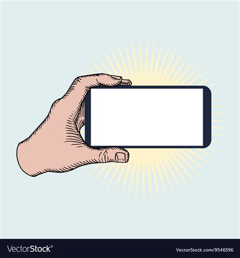 Hand Holding Mobile Phone Horizontally Royalty Free Vector