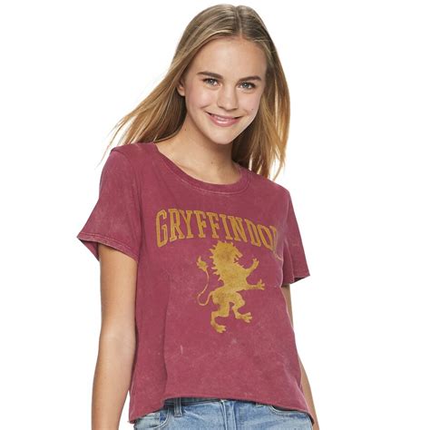 Juniors Harry Potter Gryffindor Short Sleeve Crop Tee Shirts For