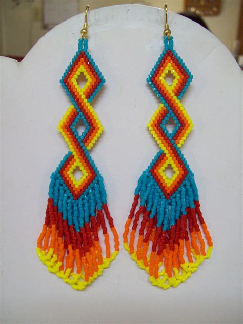 Native American Style Beaded Twisted Earrings In Turquoise Etsy
