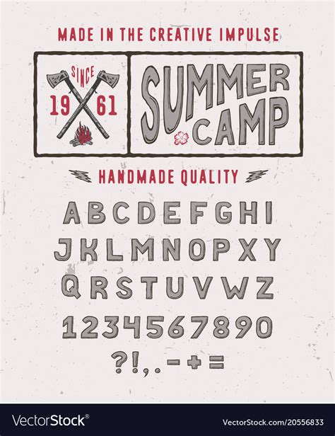 Summer Camp Font Royalty Free Vector Image Vectorstock
