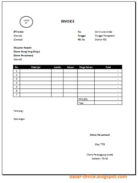 Contoh Invoice Sederhana Excel IMAGESEE