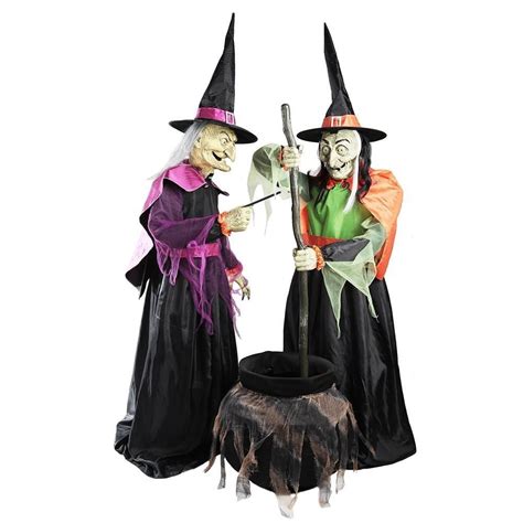 Animated Halloween Cauldron Witches