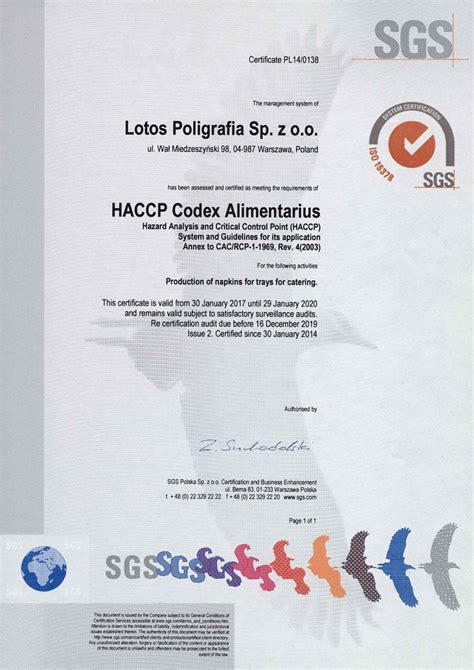 Hazard analysis and critical control point (haccp) system and guidelines principles of the haccp system.and critical control point (haccp) system adopted by the codex alimentarius commission. Certyfikaty - Drukarnia Lotos