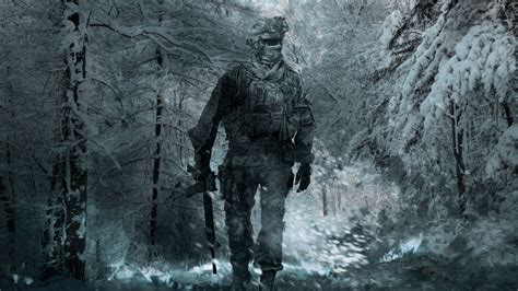 Soldiers Video Games Snow Forest Frozen Weapons Modern Warfare