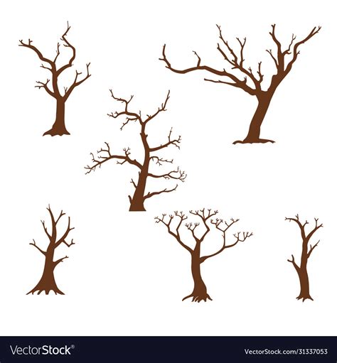 Set Silhouettes Trees Royalty Free Vector Image