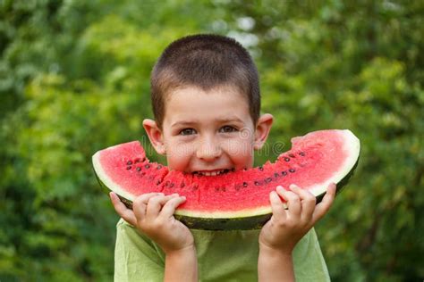 Kid Eating Watermelon Stock Photo Image Of Sunny Summertime 43264544