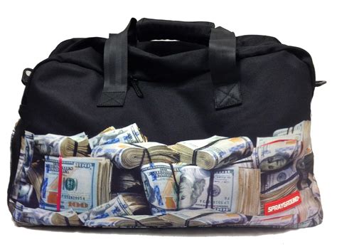 Buy Sprayground Money Rolled Black Duffle Bag At