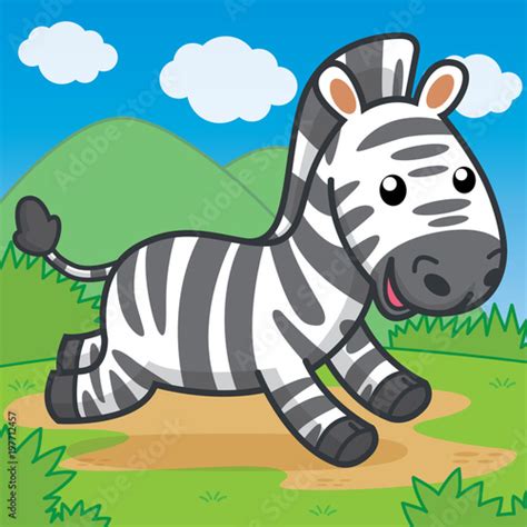 Zebra Running Cute Vector Cute Cartoon Stock Vector Adobe Stock