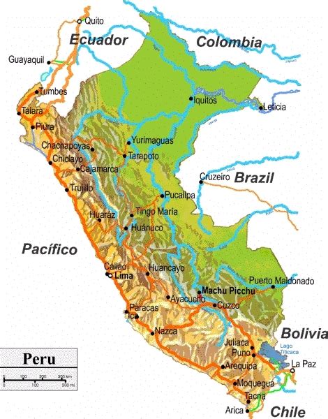 Físico Mapa De Perú