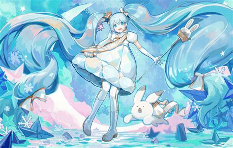 Wallpaper Winter Rabbit Girl Vocaloid Hatsune Miku Images For