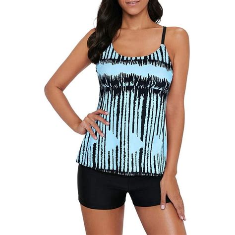Cue Air Womens Plus Size Bathing Suits Color Block Striped Tankini