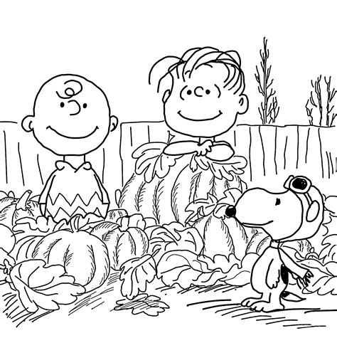 Happy Charlie Brown And Pumpkins Coloring Pages For Kids Printable