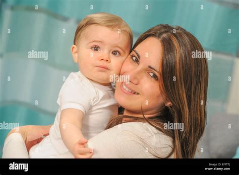 Portrait Of Happy Mother And Baby Stock Photo Alamy