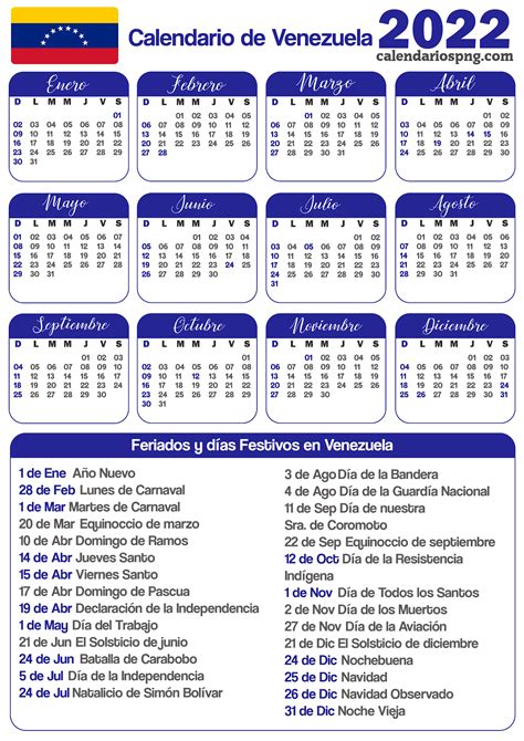Calendario 2022 Venezuela Para Imprimir Pdf Imagesee