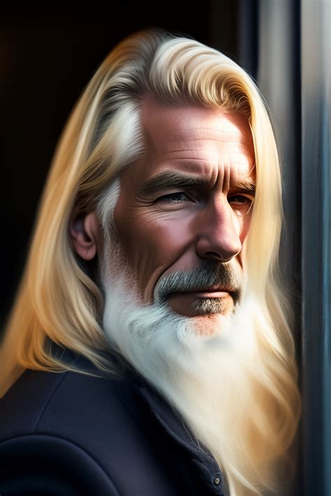 Lexica 50 Year Old Man Blond Blind Middle Long Hair