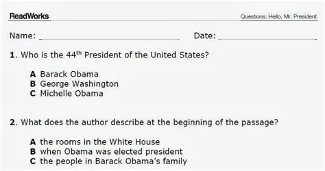 Readworks org teacher guide and answer key: S.H.I.E.L.D.: President's Day. Less About Washington. More About Obama.
