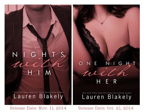 cover reveal nights with him and one night with her by lauren blakely usa today bestselling