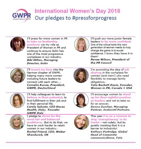 International Womens Day 2018 We Pledge To Pressforprogress Gwpr