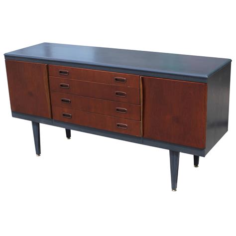 mid century modern small two tone walnut and grey sideboard at 1stdibs