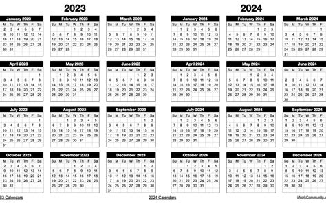 Landscape 2023 2024 Two Year Calendar Template • Iworkcommunity