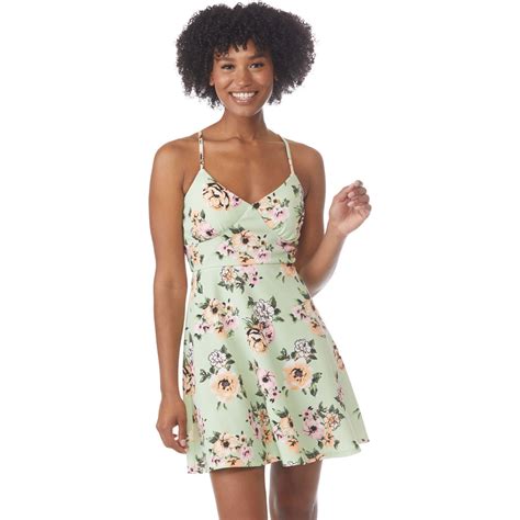 Almost Famous Juniors Cami Tie Back Skater Dress With Bra Cups