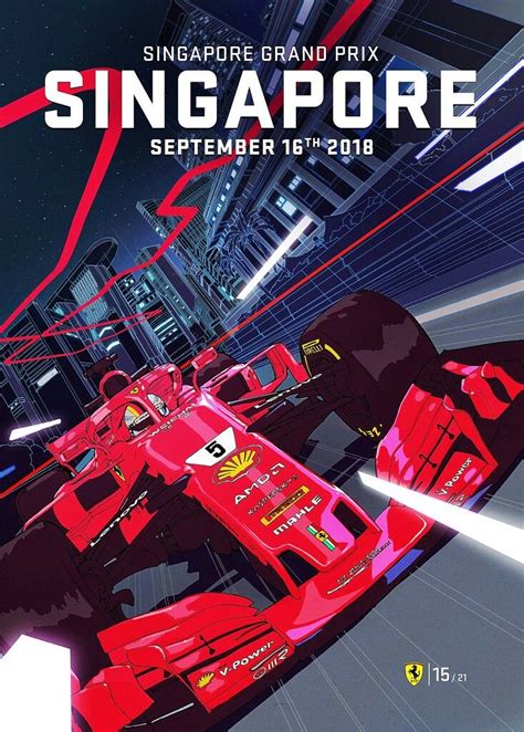 An Advertisement For The Singapore Grand Prix Featuring A Red Race Car