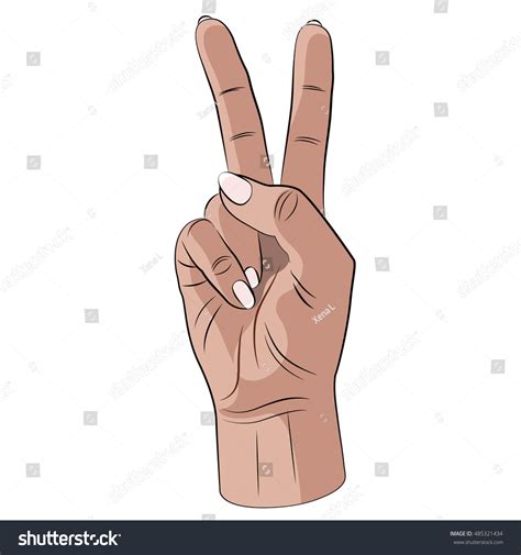 Peace Hand Gesture Vector Realistic Human Stock Vector Royalty Free