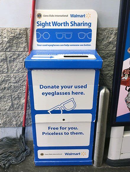 Eyeglass Donations Ballot Box At Walmart Fixtures Close Up