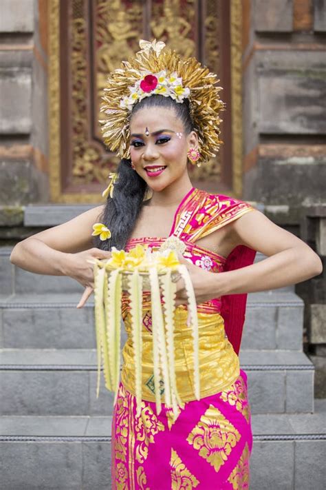 Beautiful Balinese Dancer With Frangipani Flowers Stock Photo Image