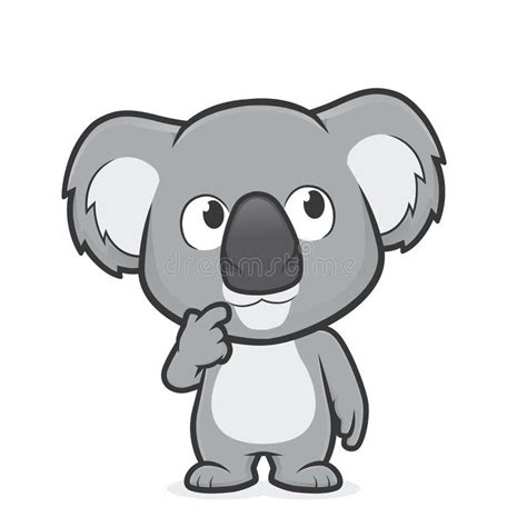 Koala in thinking gesture. Clipart picture of a koala cartoon character in thinking gesture ...