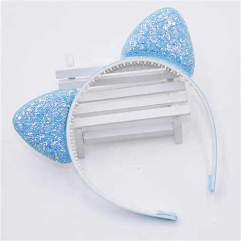 2018 Cute Shiny Sequins Cat Ears Headband For Girl Manual Cat Ears