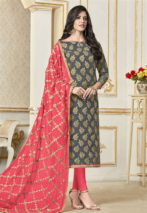 Buy Gray Banarasi Pant Style Suit 155896 Online At Lowest Price From Huge Collection Of Salwar