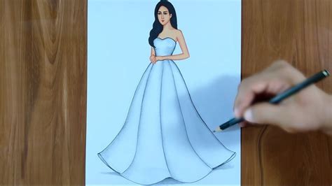 How To Draw A Woman In A Dress Step By Step