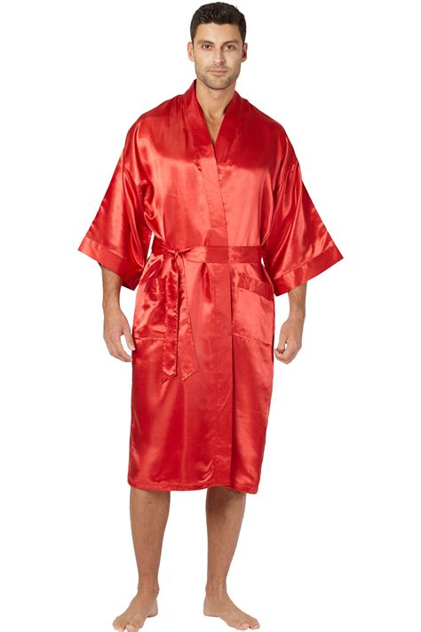Intimo Mens Classic Satin Robe Red One Size Fits Most