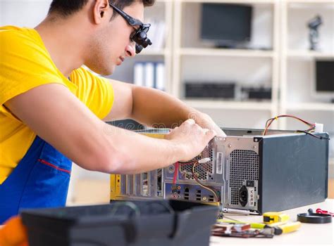 Computer Repair Technician Repairing Hardware Stock Photo Image Of