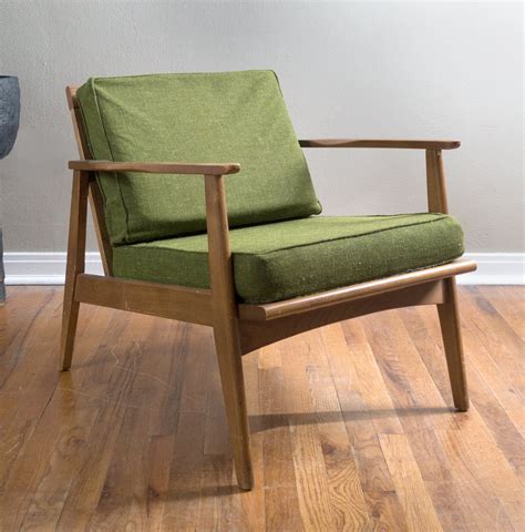Mid Century Danish Modern Lounge Chair Army Green Tweed All Original